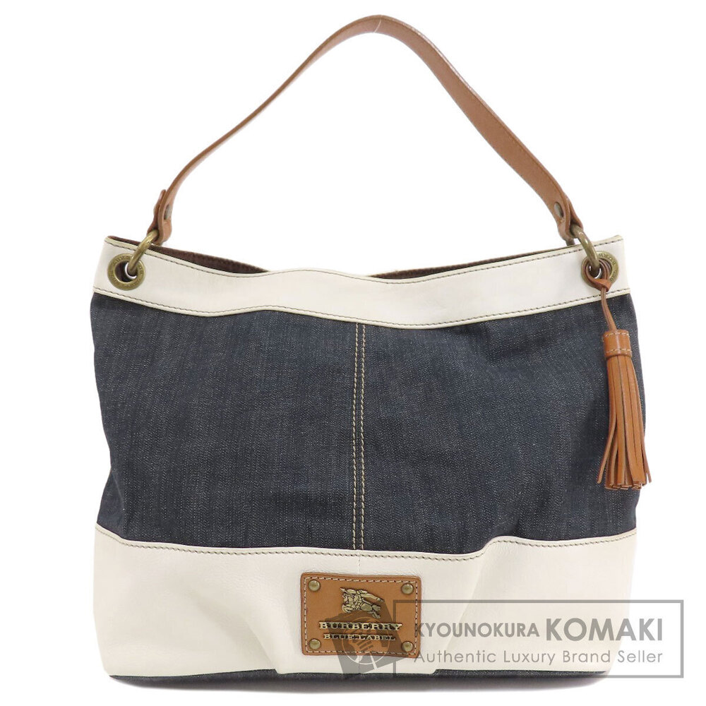 Burberry Blue Label One Shoulder Hobo Bag Leather Denim